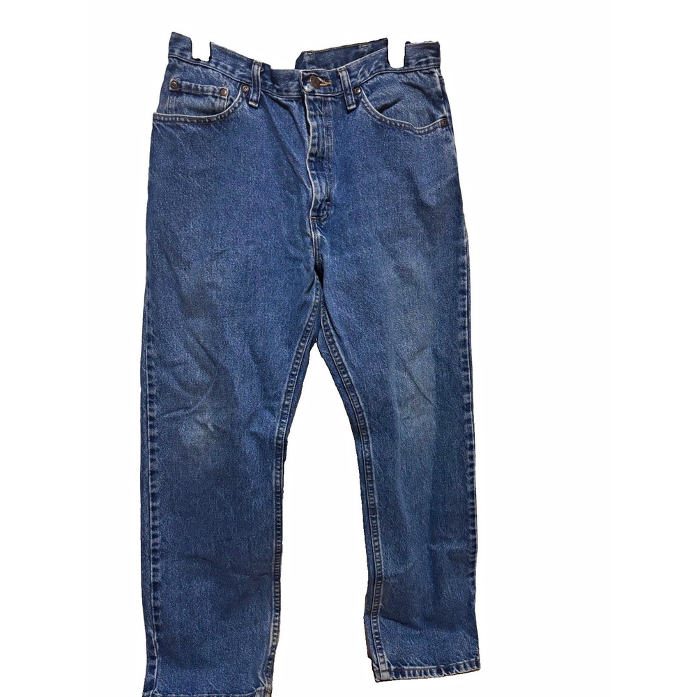 Wrangler Men's Blue Denim Jeans Size 34 Straight Fit Pockets Medium Wash